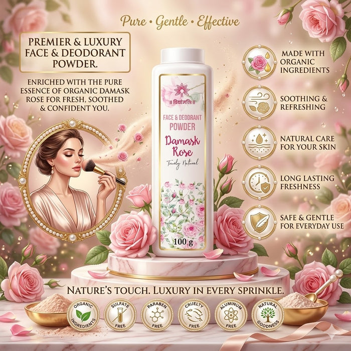 Rose Face & Deodorant Powder - 100 G